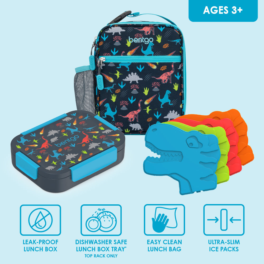 Bentgo Kids Snap & Go Lunch Box, Insulated Lunch Tote, & Ice Packs