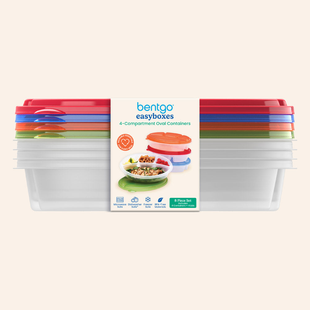 Bentgo Easyboxes 4-Compartment Oval Containers 8-Piece Set