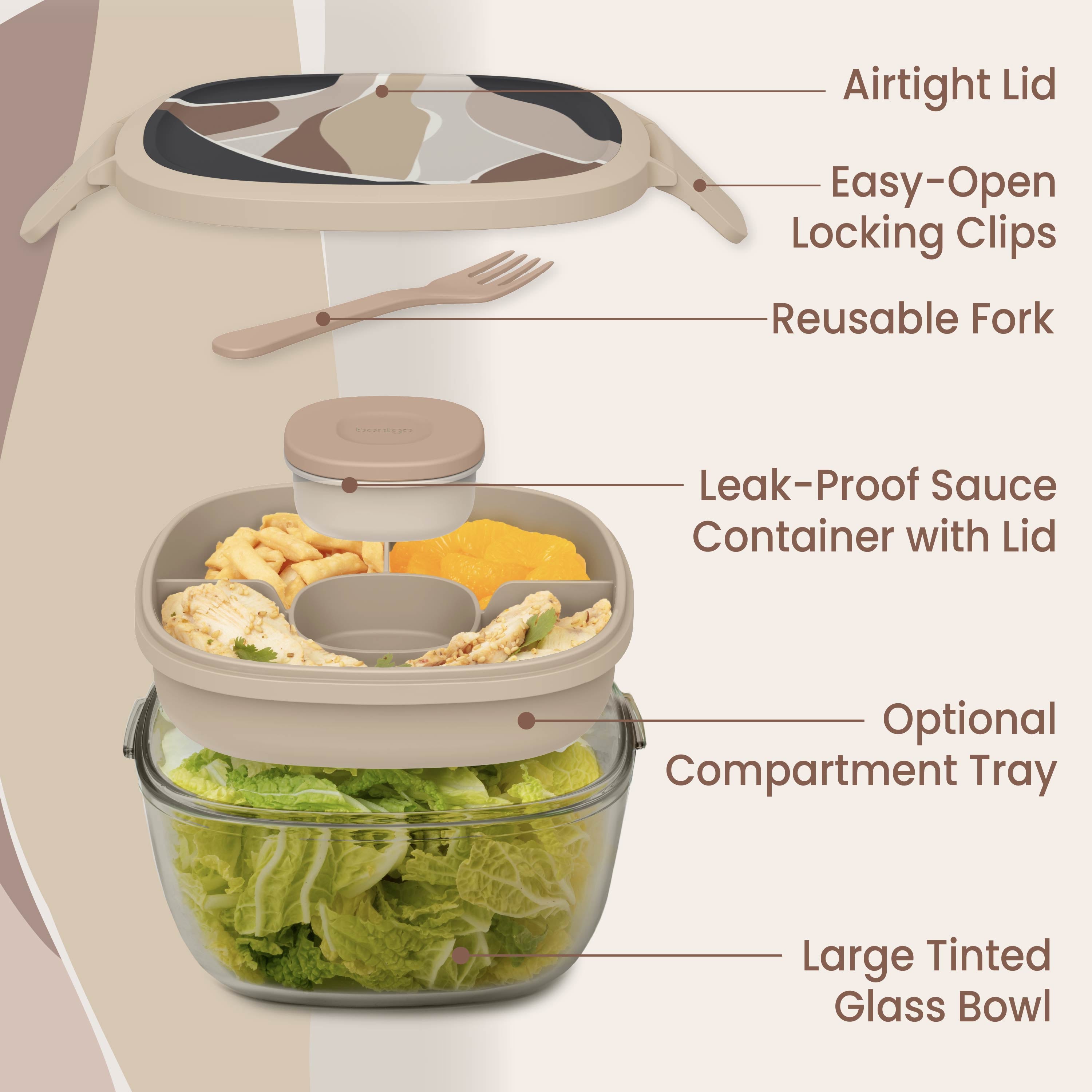 Bentgo Glass Prints All-in-One Salad Container
