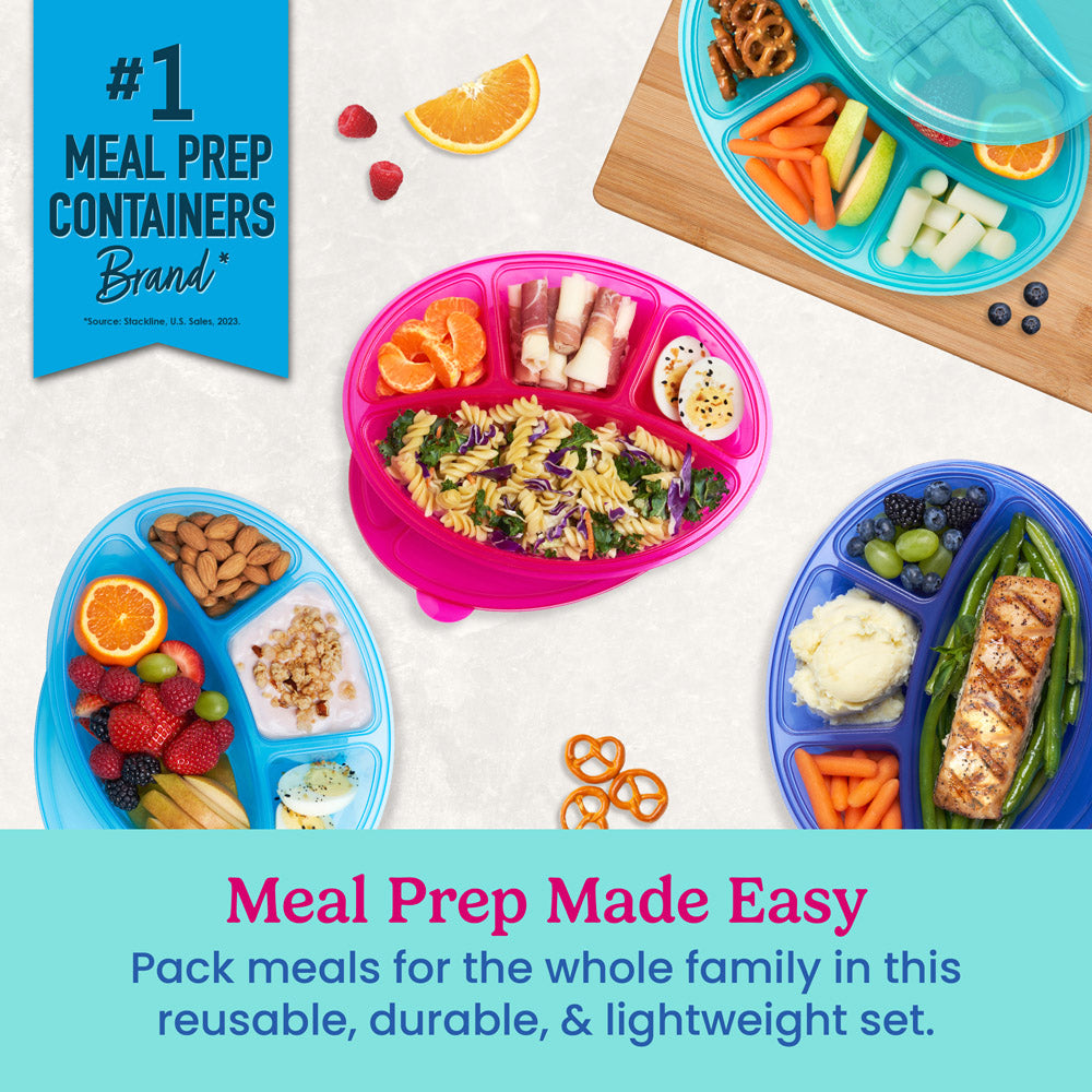 Bentgo Easyboxes 4-Compartment Oval Containers 8-Piece Set