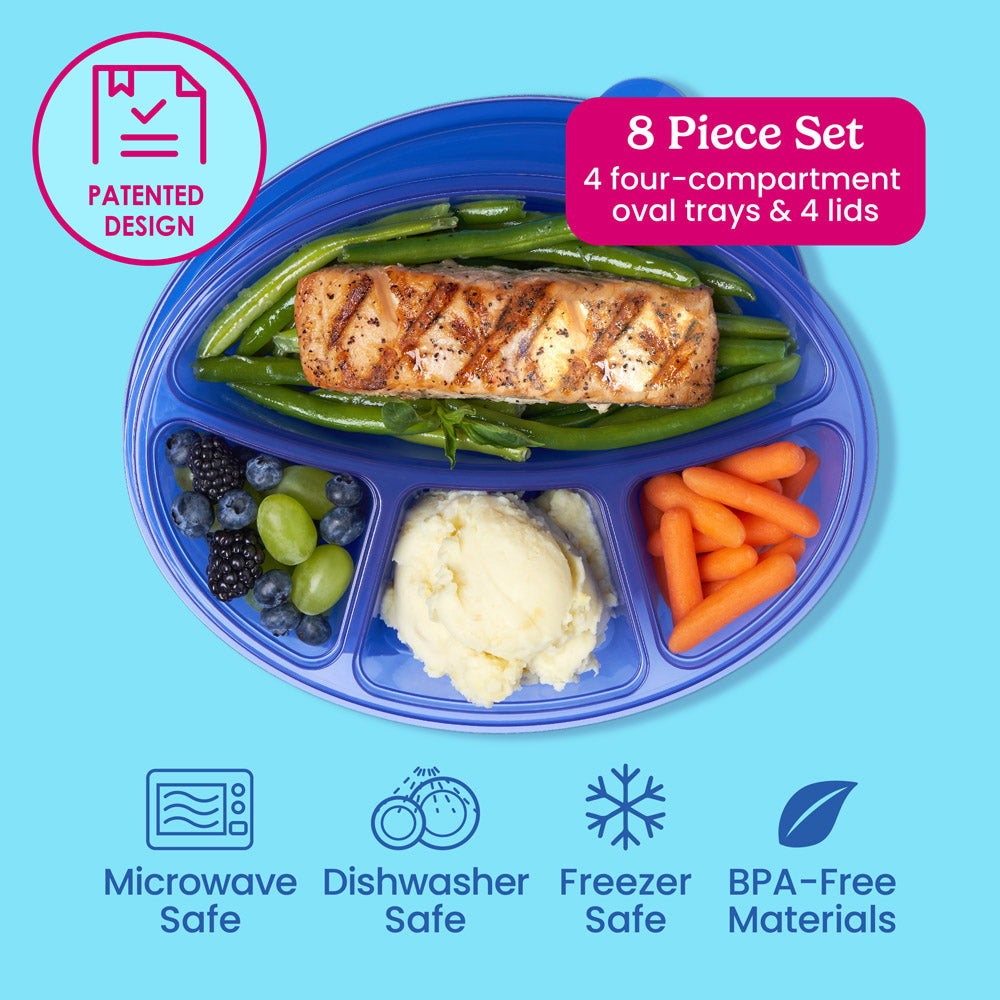 Bentgo Easyboxes 4-Compartment Oval Containers 8-Piece Set