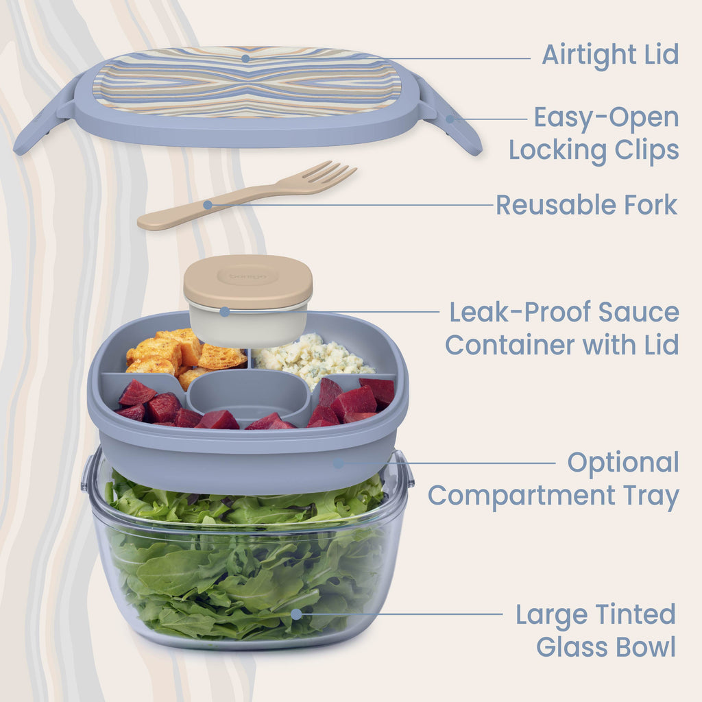 Bentgo Glass Prints All-in-One Salad Container