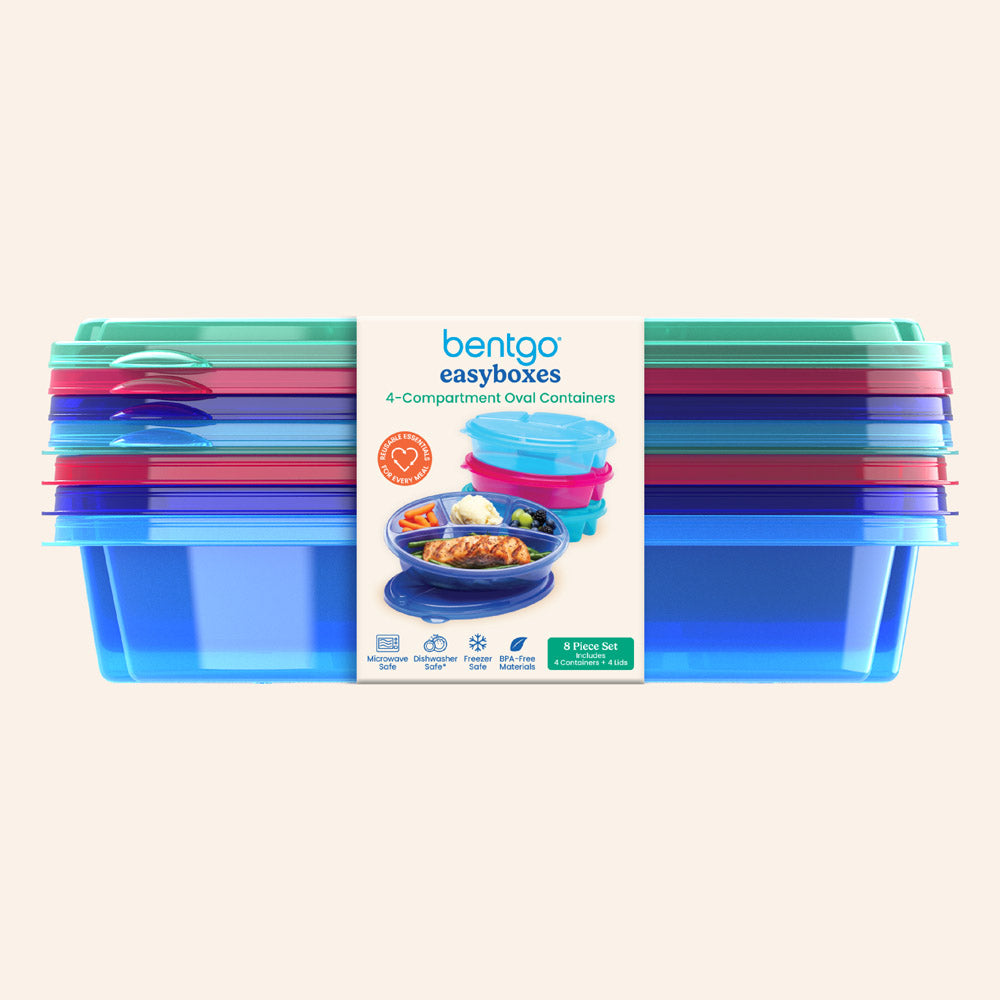 Bentgo Easyboxes 4-Compartment Oval Containers 8-Piece Set
