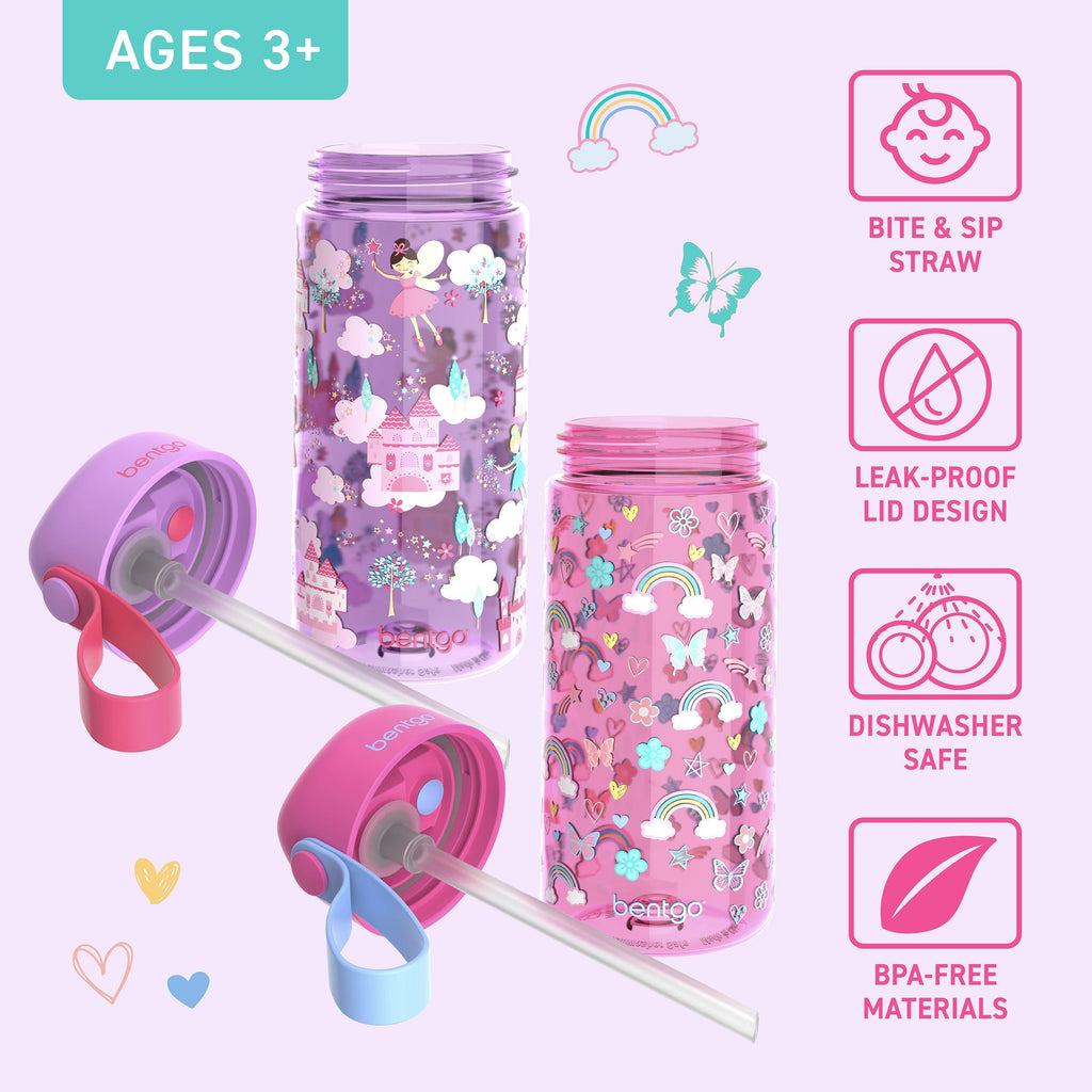 Bentgo Kids Prints Water Bottle (2-Pack)