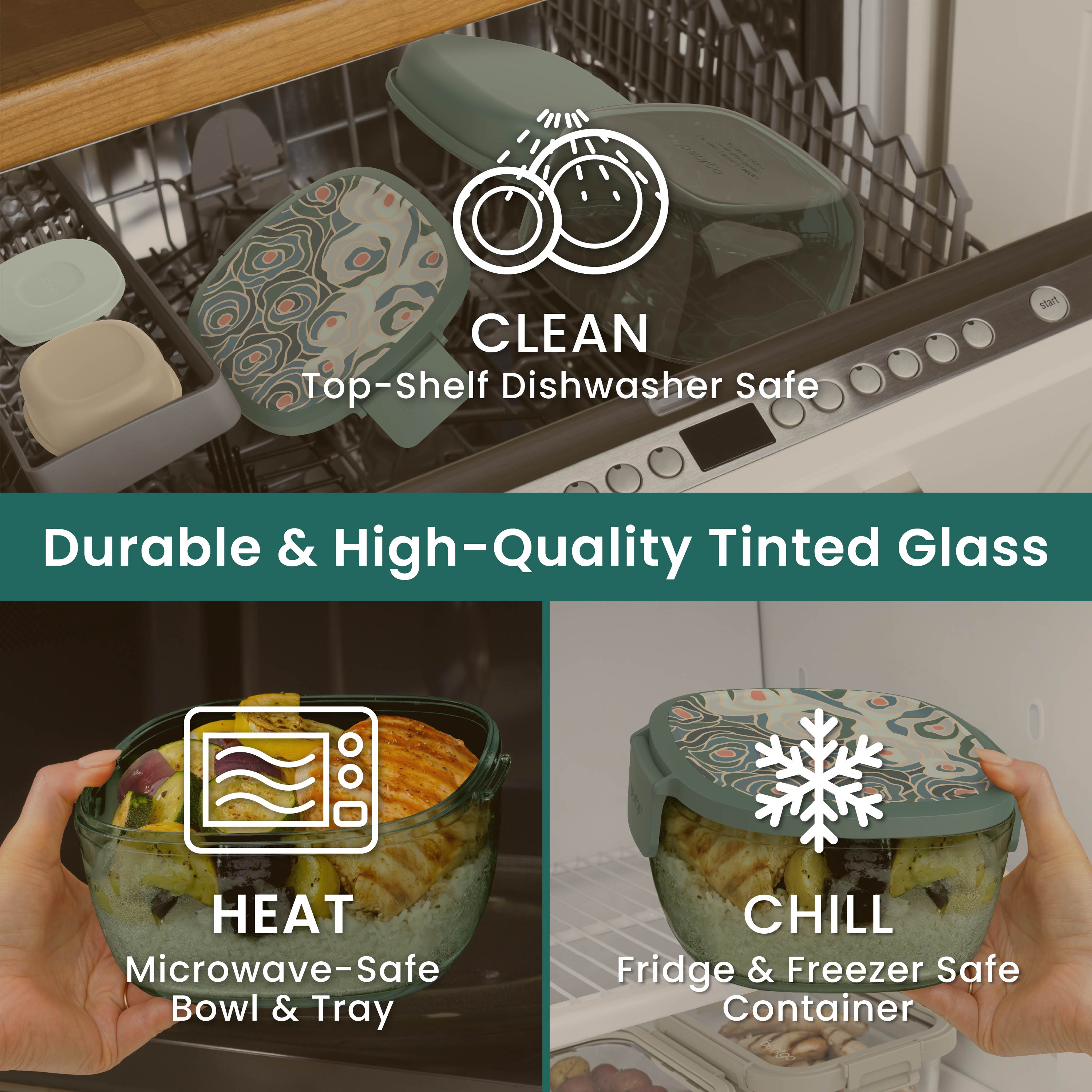 Bentgo Glass Prints All-in-One Salad Container