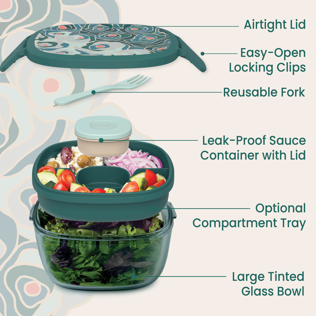 Bentgo Glass Prints All-in-One Salad Container