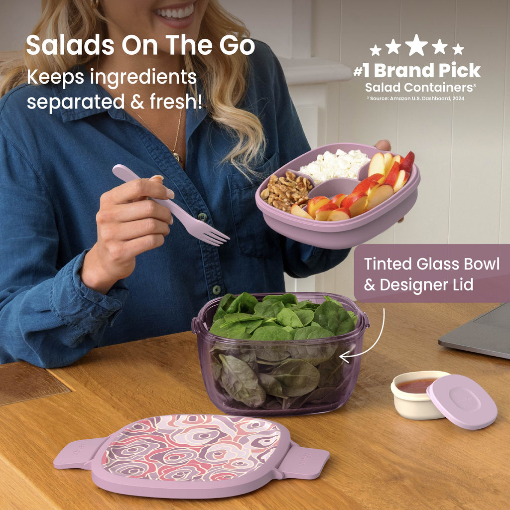 Bentgo Glass Prints All-in-One Salad Container