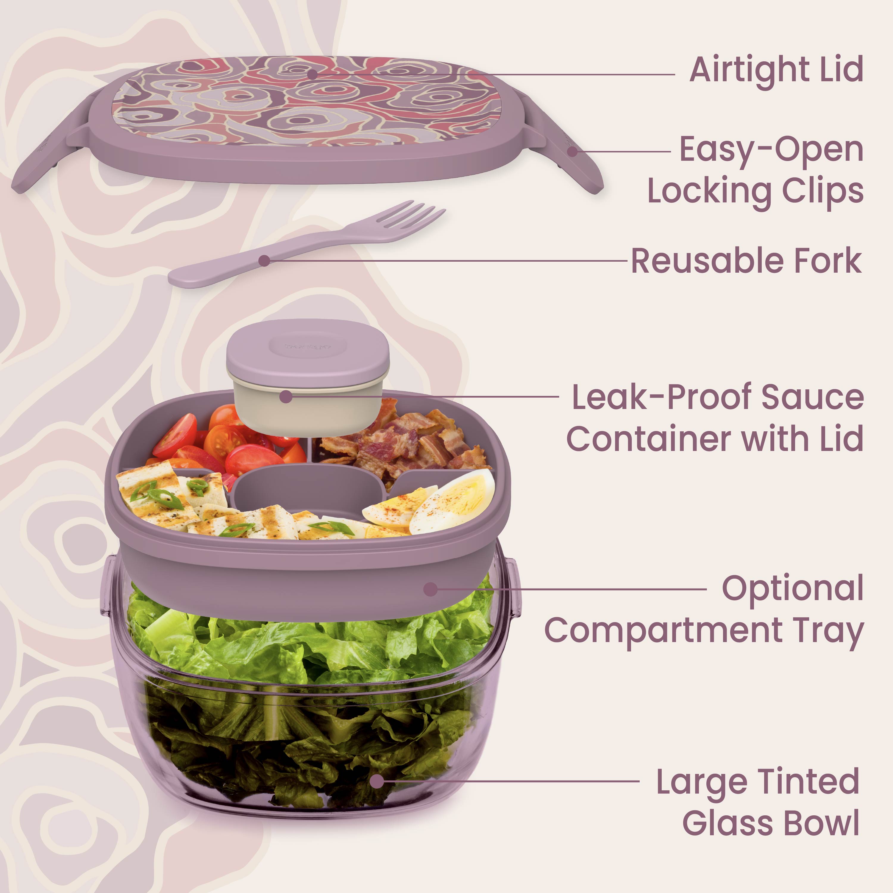 Bentgo Glass Prints All-in-One Salad Container