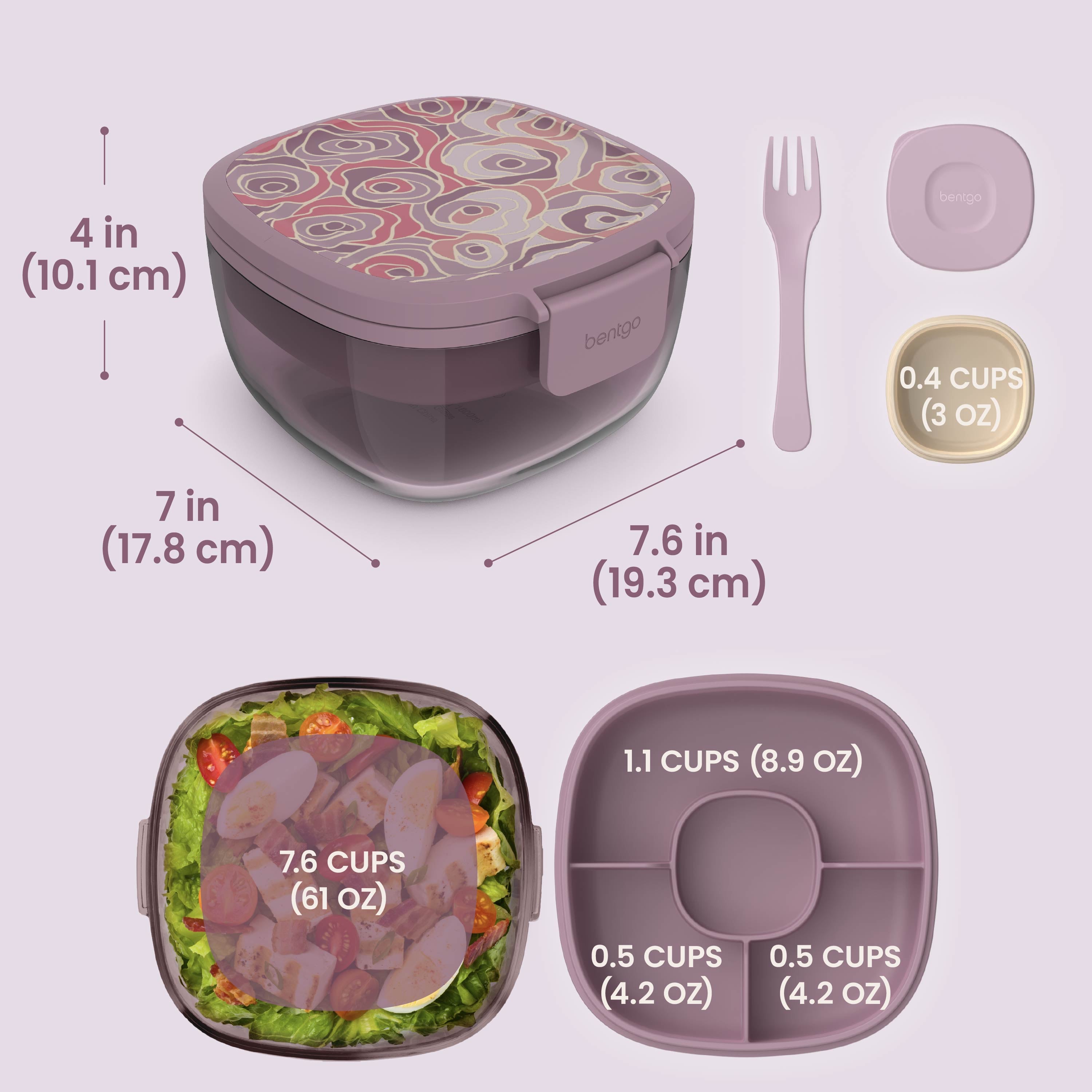 Bentgo Glass Prints All-in-One Salad Container