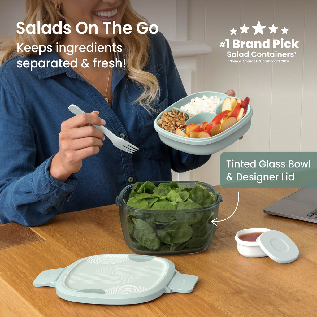 Bentgo Glass Prints All-in-One Salad Container